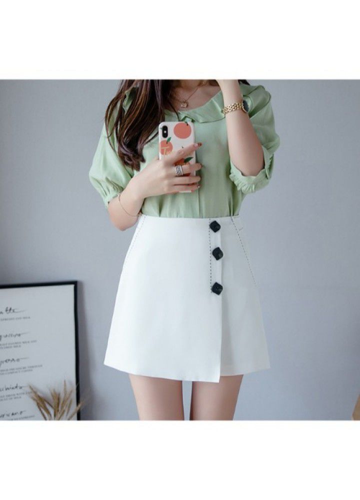 Shorts female 2021 spring and summer new Korean version slim A-line short skirt pants High Waist Chiffon short skirt pants female