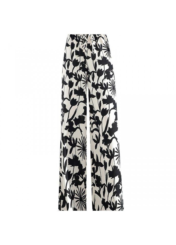 Large size wide leg pants women's 2021 summer new print tie dye loose Korean women's College style casual pants 