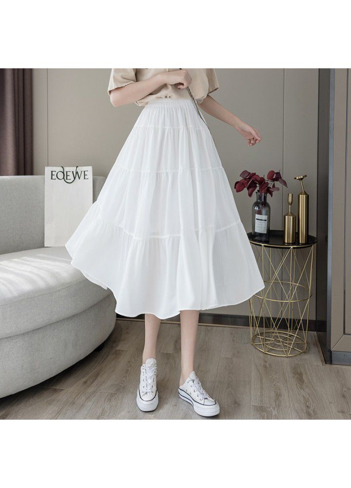 2021 summer new Korean ins super high waist skirt women's design A-line skirt medium length cake skirt