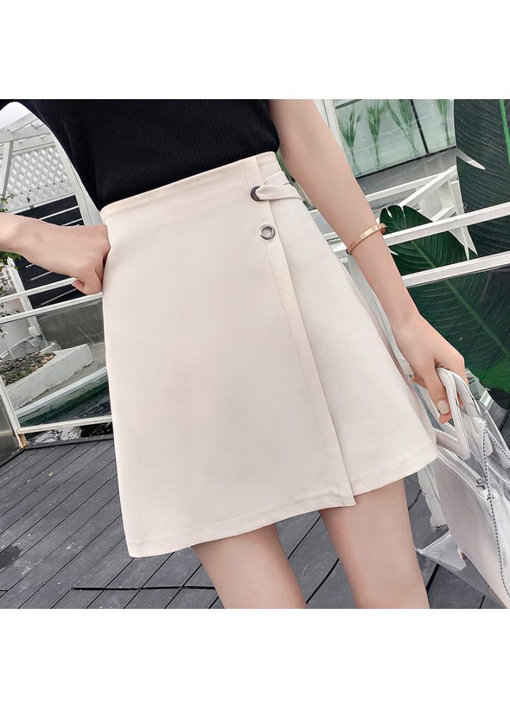 2021 spring and summer new Korean high waist button decorated irregular short skirt skirt fashion A-line short skirt lady