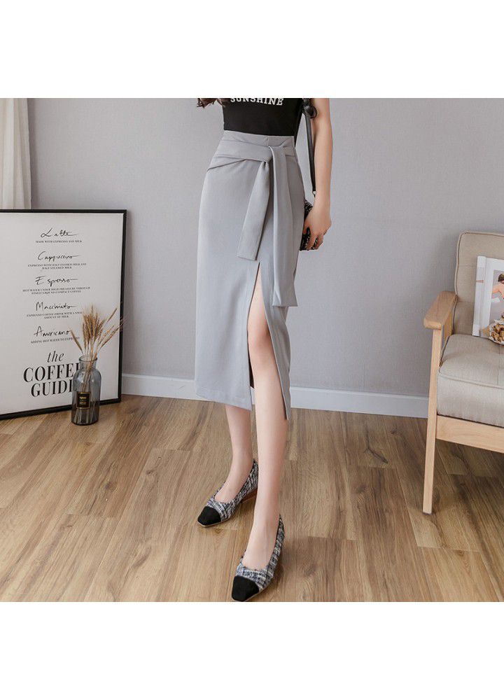 2021 summer new women's skirt with lace up and split net