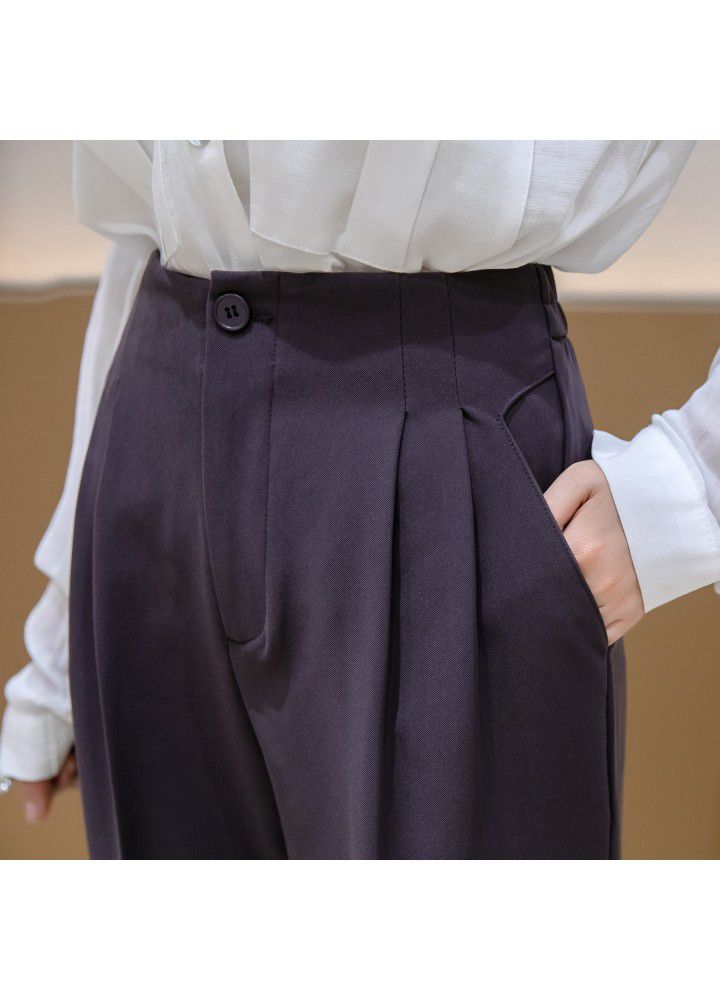 2021 spring new professional black casual suit pants Harlan high waist pants radish cropped pants