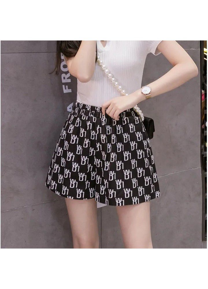 Summer 2021 new letter high waist fashion print casual pants women's slim loose high wide leg pants