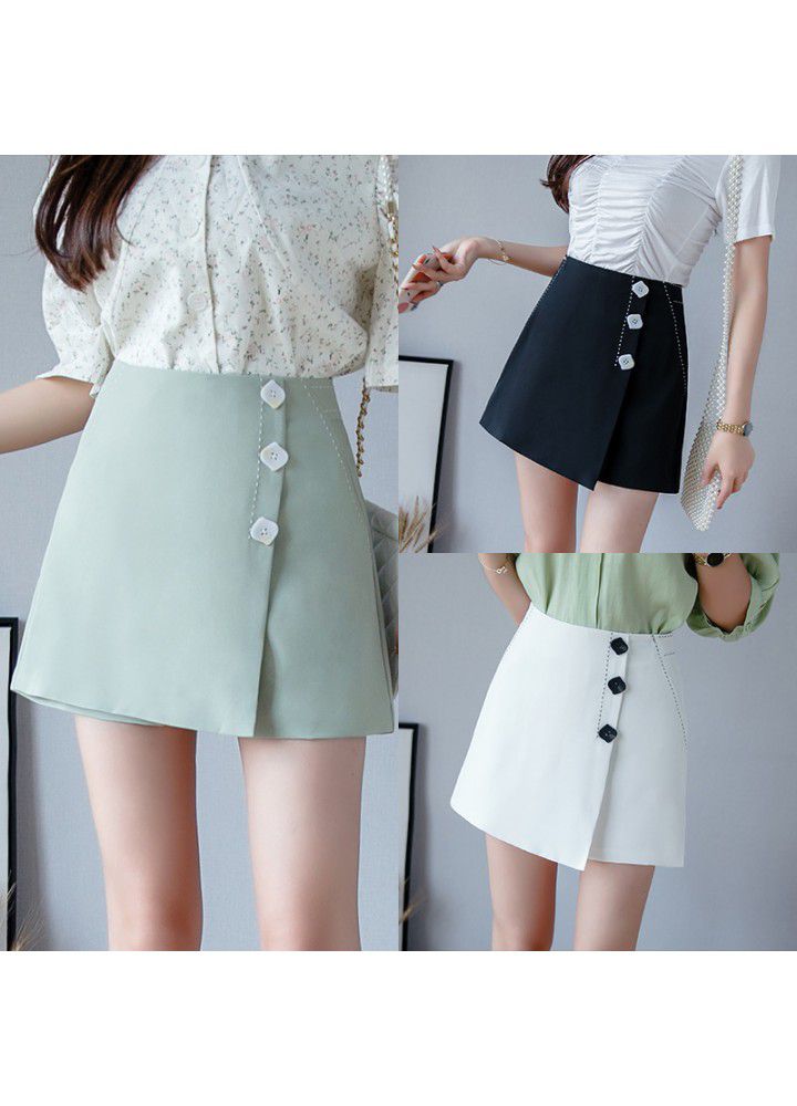 Shorts female 2021 spring and summer new Korean version slim A-line short skirt pants High Waist Chiffon short skirt pants female