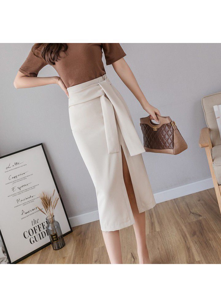 2021 summer new women's skirt with lace up and split net