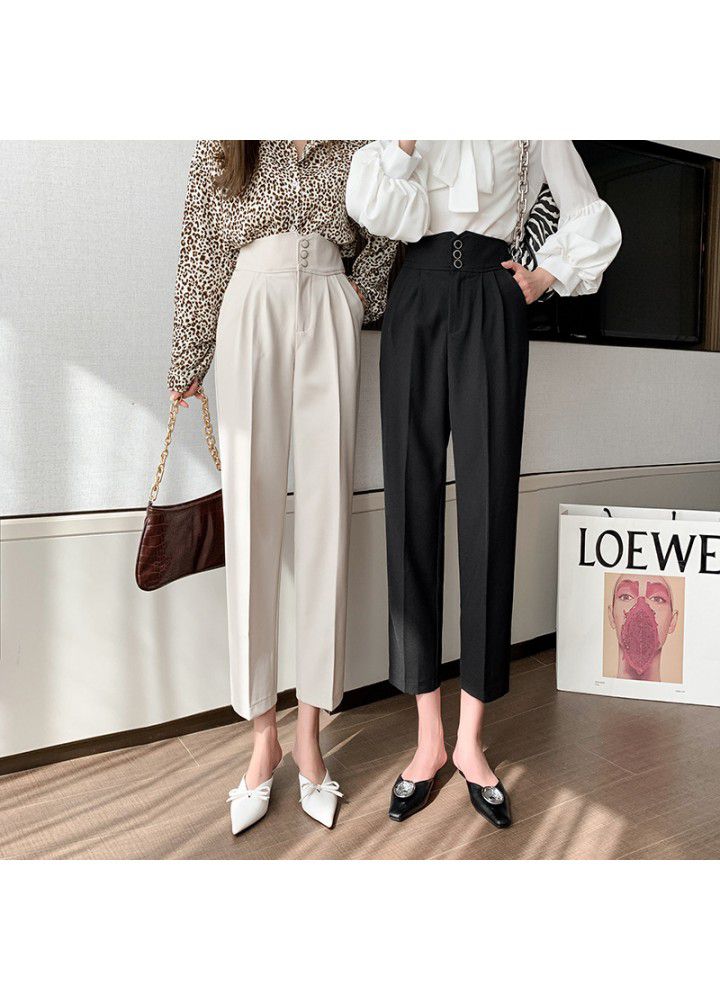 Korean leisure pants women's 2021 spring and summer slim pipe PANTS LEGGINGS Harlan Pants Capris suit pants