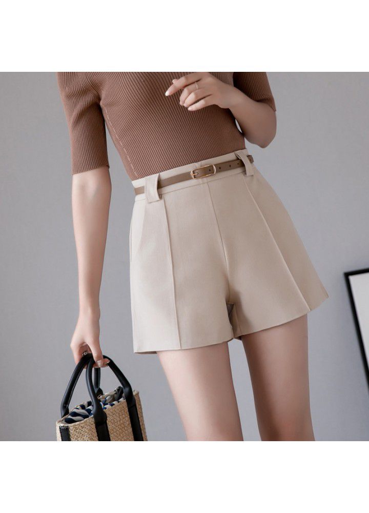 2021 spring and summer new wide leg shorts female Korean fashion loose student high waist A-line suit casual pants