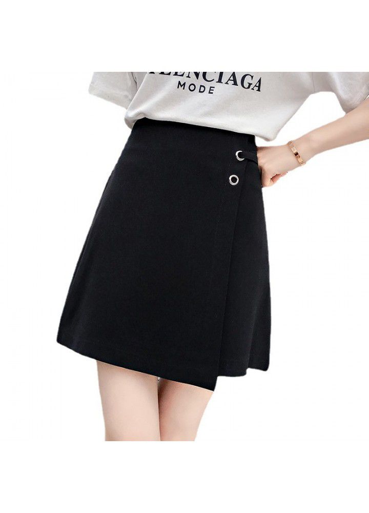 2021 spring and summer new Korean high waist button decorated irregular short skirt skirt fashion A-line short skirt lady