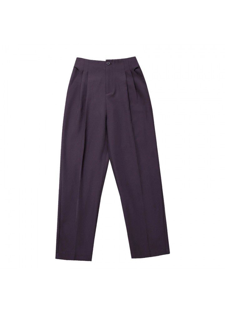 2021 spring new professional black casual suit pants Harlan high waist pants radish cropped pants