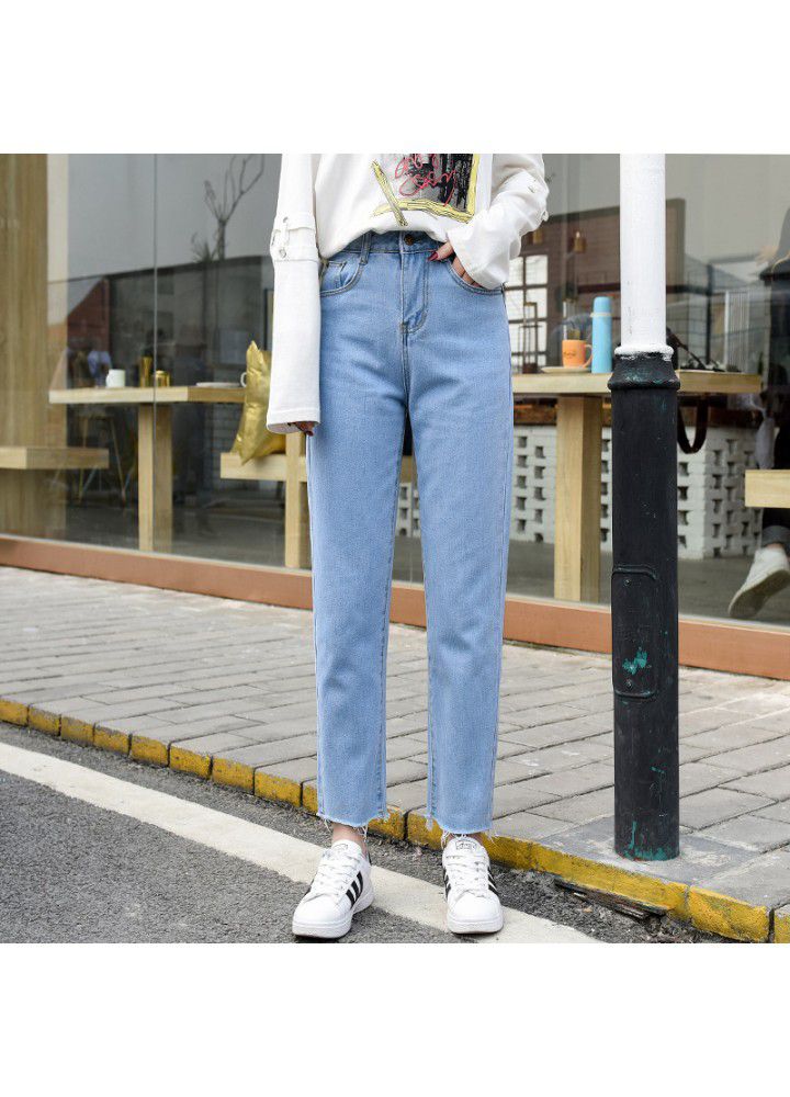 Female student's wide leg straight jeans women's loose pants