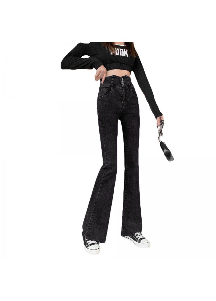 2021 spring and autumn super high waist jeans for women