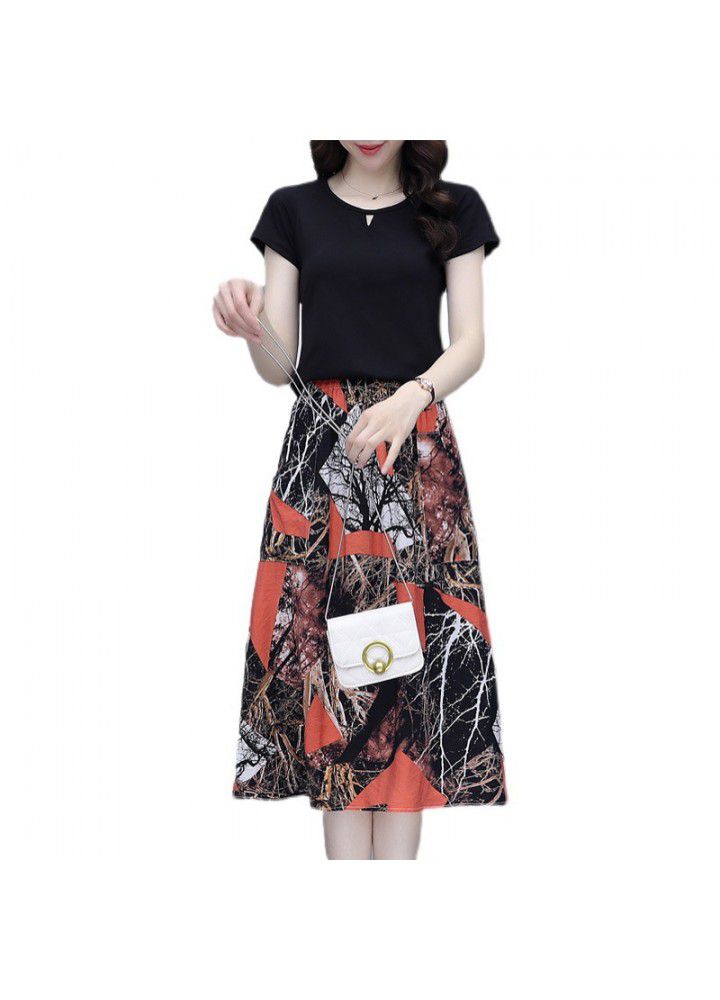 Skirt suit women's 2021 new summer dress casual summer floral skirt two piece dress