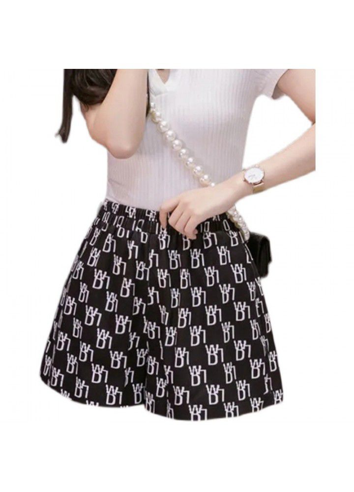 Summer 2021 new letter high waist fashion print casual pants women's slim loose high wide leg pants