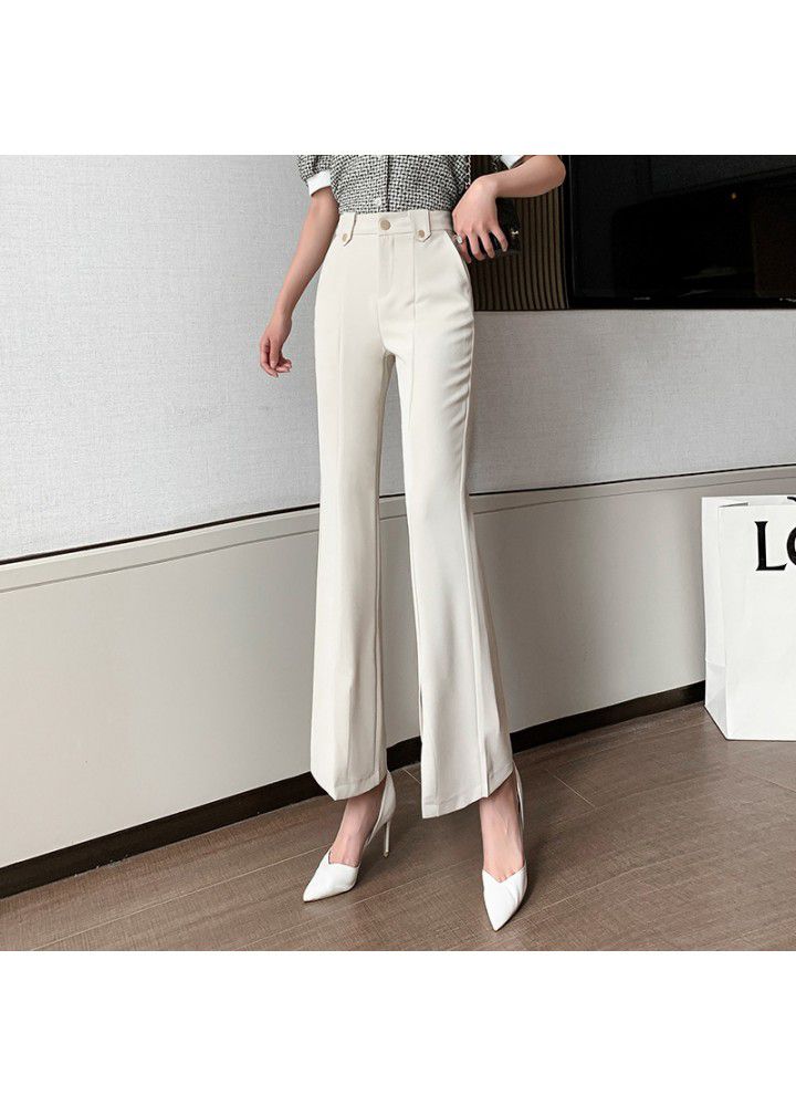 Pants women's 2021 spring and summer new slim Korean micro flared pants