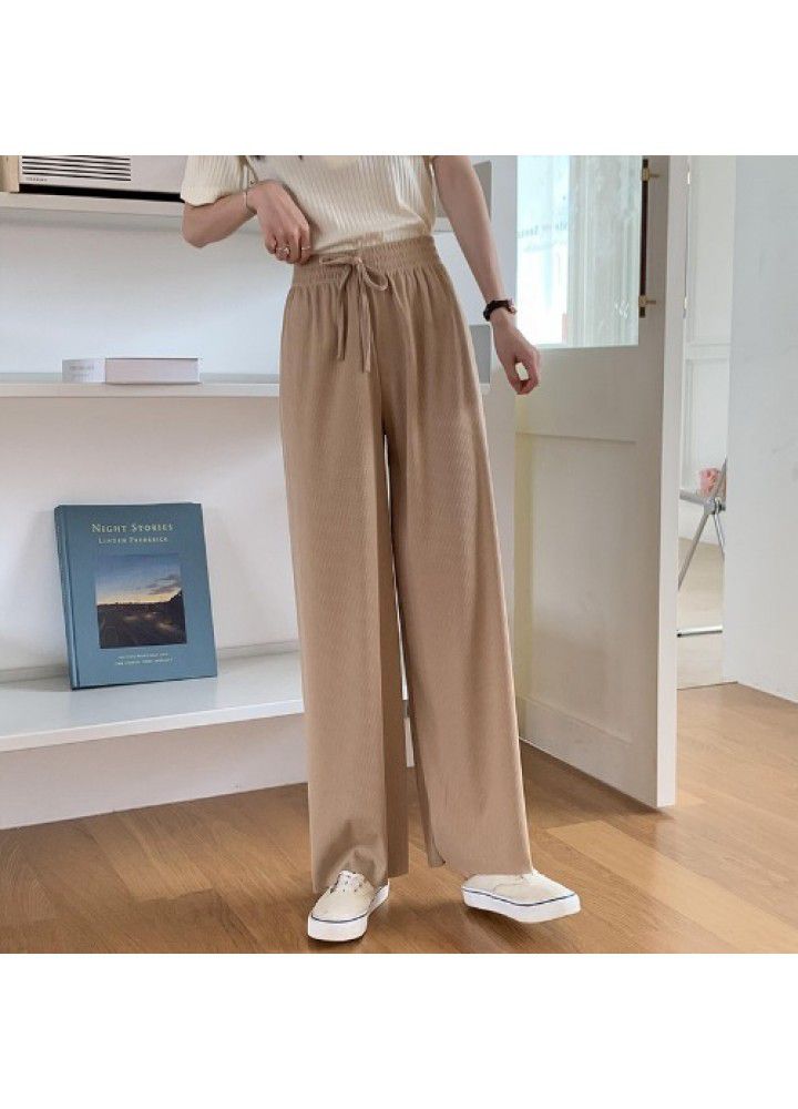 Ice silk wide leg pants women's new Korean design in summer 2021
