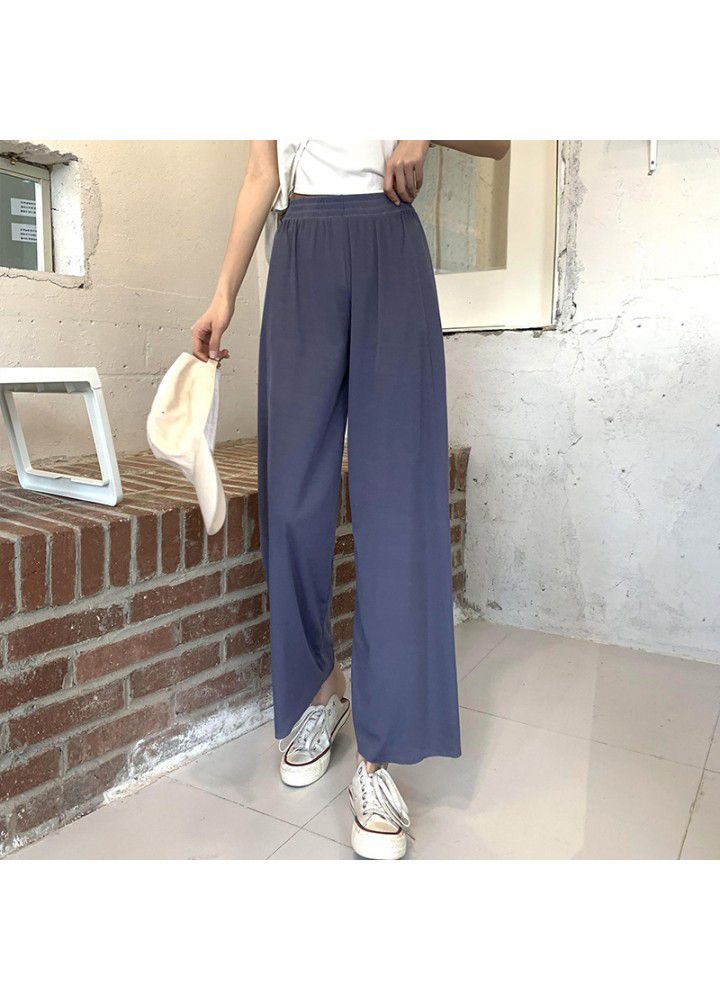 High waist and thin wide leg pants 2021 summer new style fashion vertical loose straight casual pants