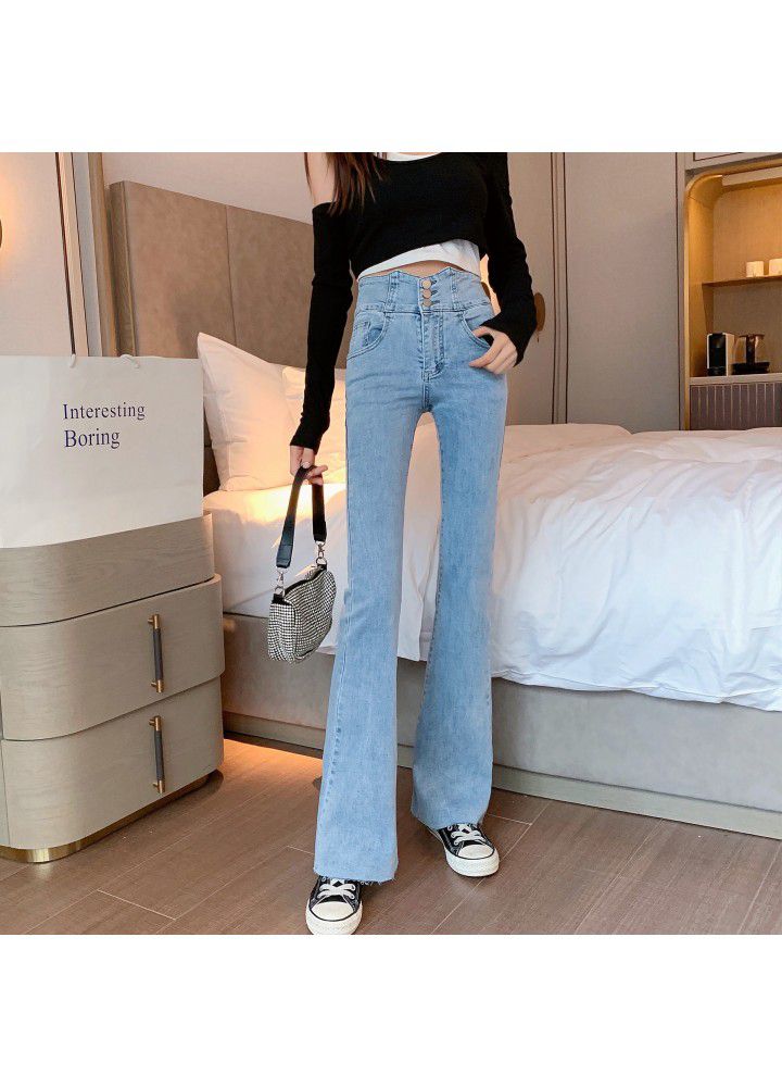 2021 spring and autumn super high waist jeans for women