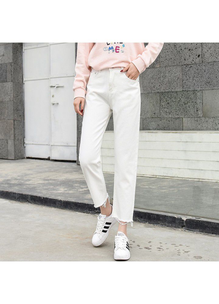 Female student's wide leg straight jeans women's loose pants