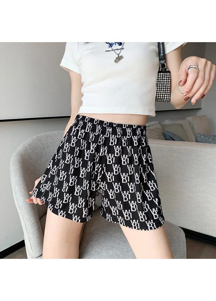 Summer 2021 new letter high waist fashion print casual pants women's slim loose high wide leg pants