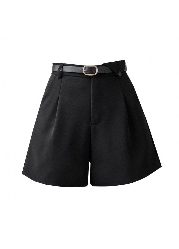A-line shorts 2021 spring and summer new suit shorts women's High Waist Wide Leg Pants belt wear thin