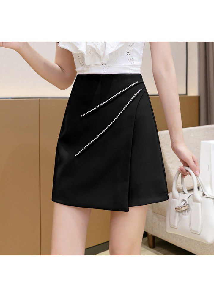 Black high waisted suit dress ol work one step skirt A-line short skirt female professional skirt spring and summer