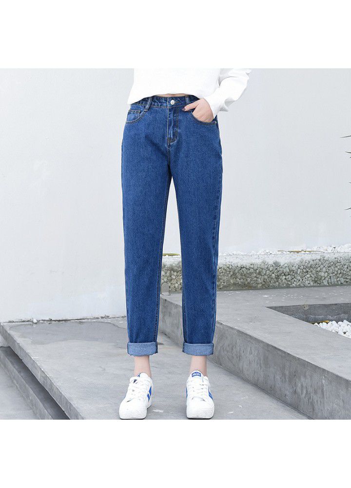 High waist white jeans women's Capris summer 2021 new pants Korean version slim chic small straight pants