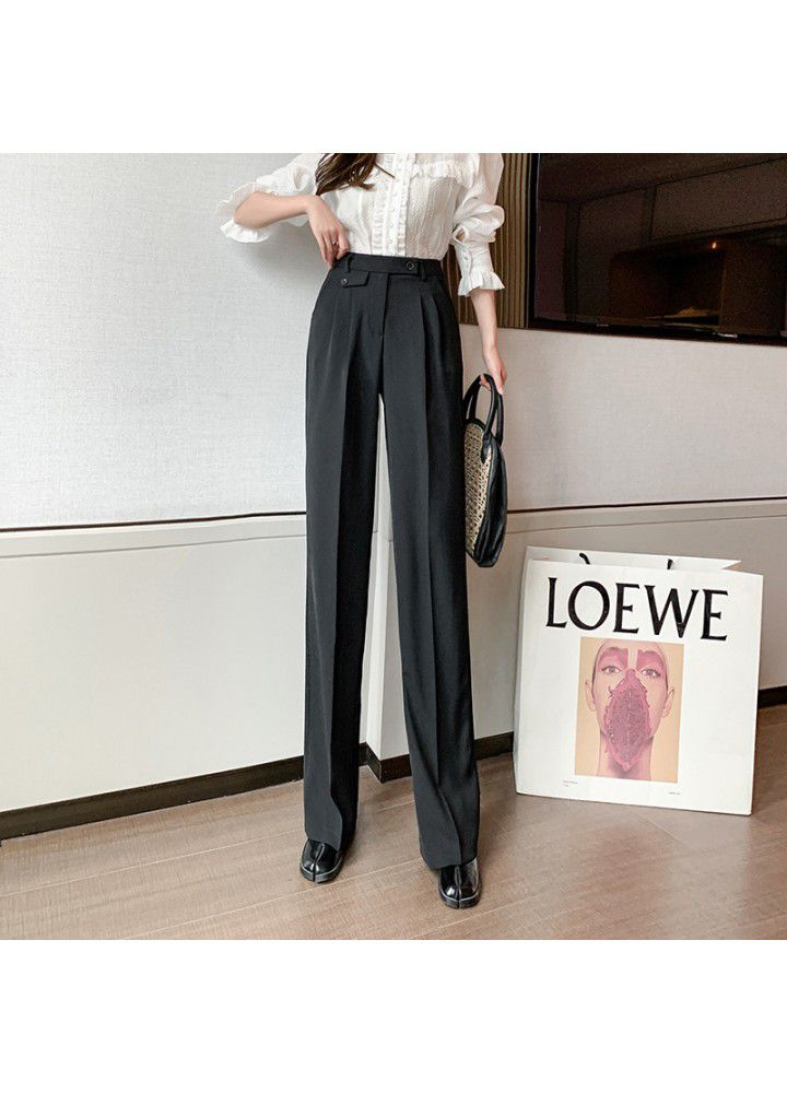 Pants women's 2021 spring and summer new simple drop feeling wide leg pants show thin commuter high waist pants overalls