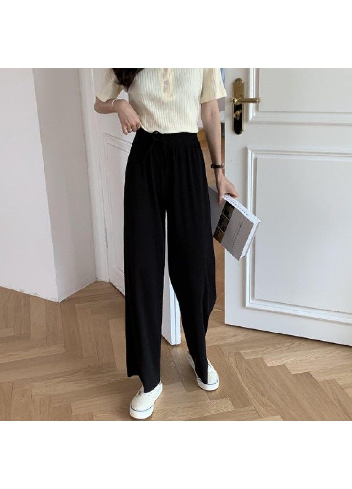 Ice silk wide leg pants women's new Korean design in summer 2021