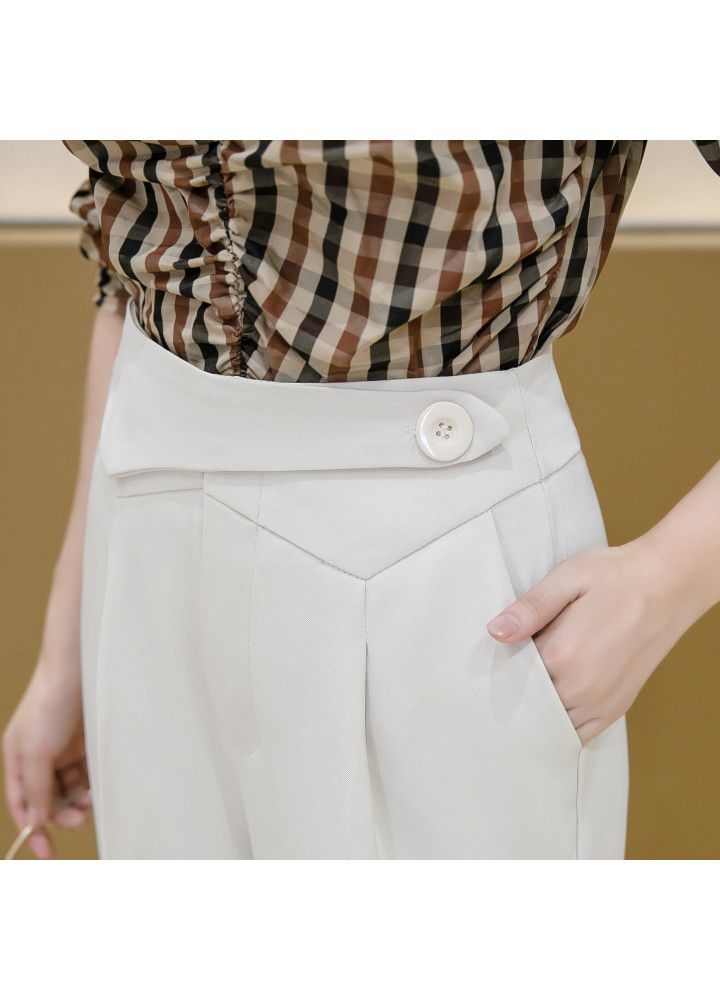 Suit pants women's 2021 spring and summer wear new slim nine point professional trousers small leg pants straight tube loose pipe pants