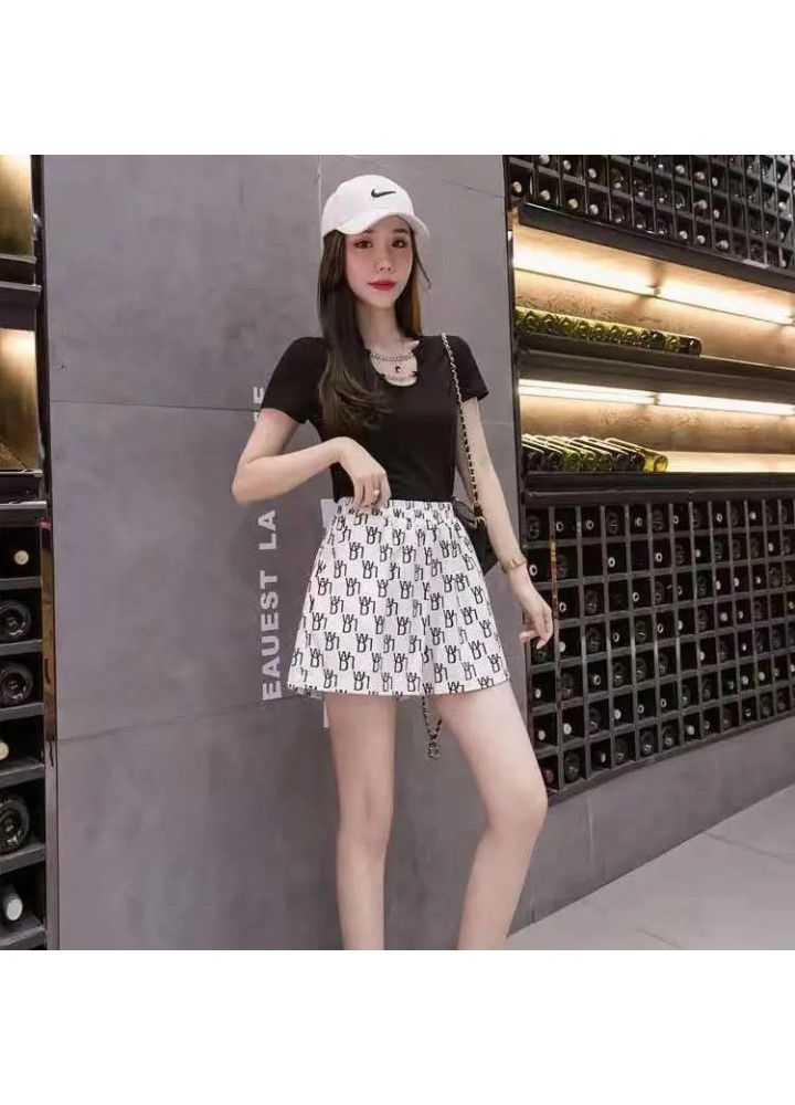 Summer 2021 new letter high waist fashion print casual pants women's slim loose high wide leg pants