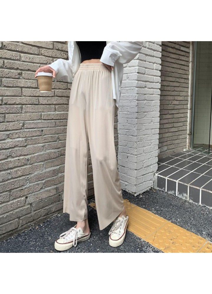 High waist and thin wide leg pants 2021 summer new style fashion vertical loose straight casual pants