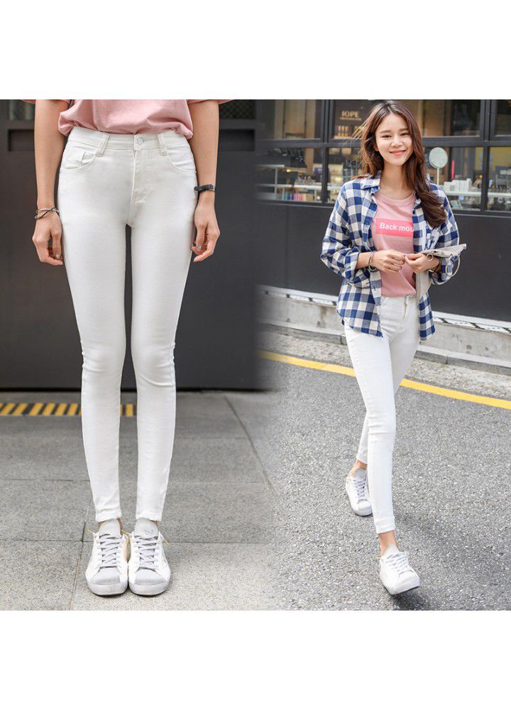 High waist jeans women's Korean slim fit elastic slim Leggings versatile pencil pants girls tight pants