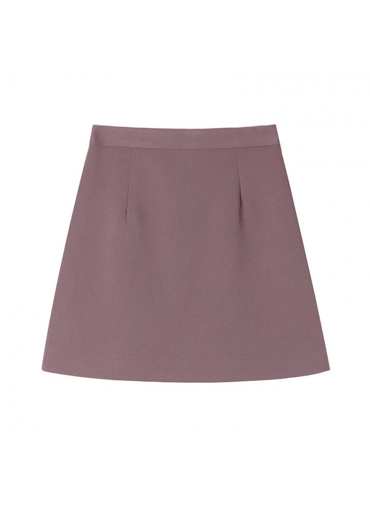Real photo 2021 spring and summer new Korean version gentle temperament purple high waist A-line skirt