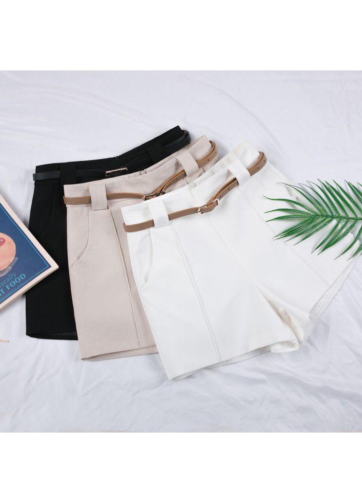 2021 spring and summer new wide leg shorts female Korean fashion loose student high waist A-line suit casual pants