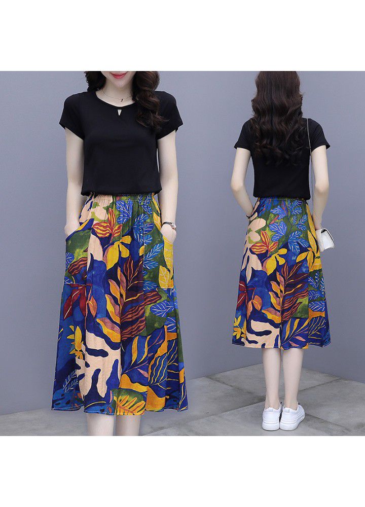 Skirt suit women's 2021 new summer dress casual summer floral skirt two piece dress