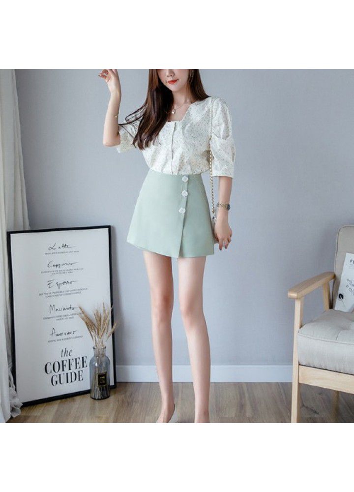 Shorts female 2021 spring and summer new Korean version slim A-line short skirt pants High Waist Chiffon short skirt pants female