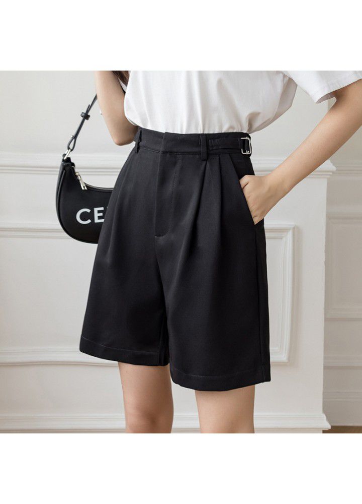 5-point pants women 2021 spring and summer new high waist A-line shorts Suit Shorts wide leg pants casual shorts women