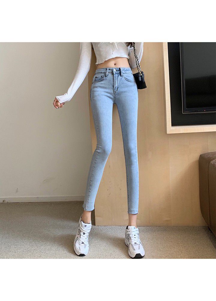 Real photo of new slim high waist skinny jeans in spring 2021