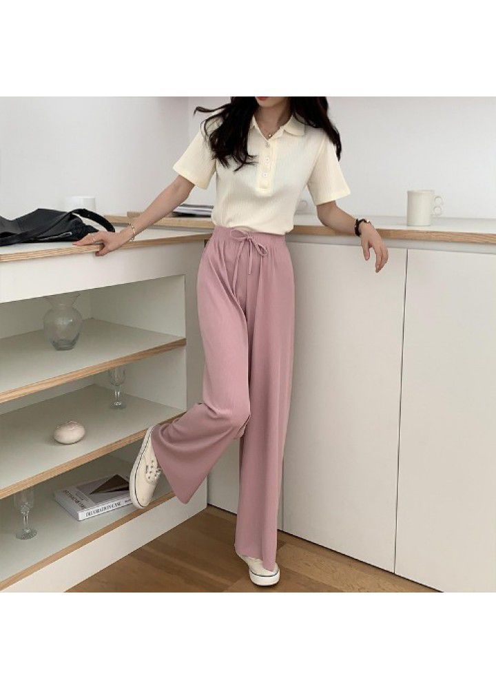 Ice silk wide leg pants women's new Korean design in summer 2021