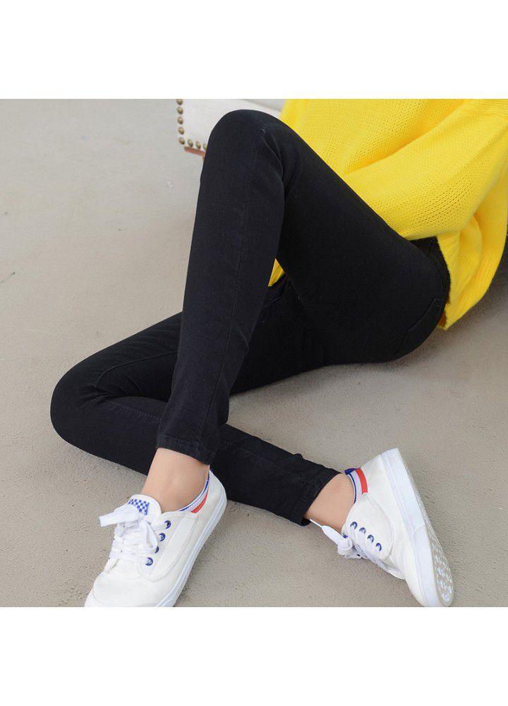 Spring, summer, autumn and winter Korean high waist versatile jeans women's slim feet Stretch Pants Girls pencil pants