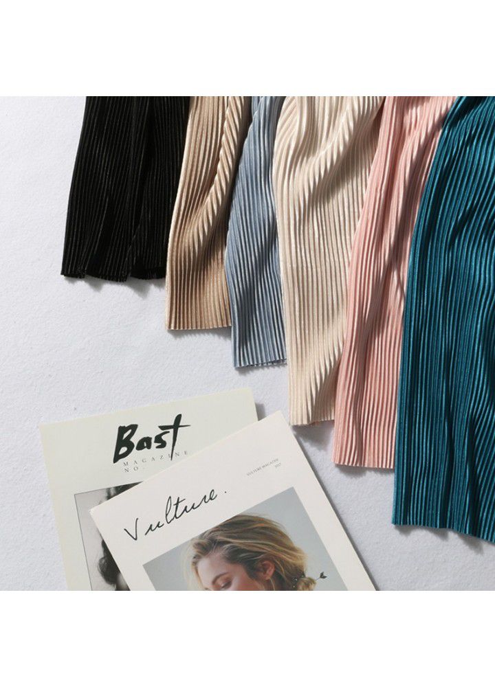 Pleated ice silk wide leg pants women's high waist drop 2021 summer thin loose long floor pants casual pants