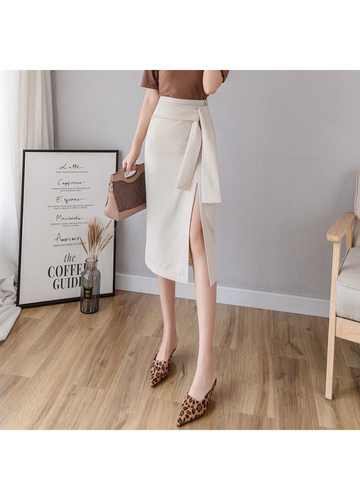 2021 summer new women's skirt with lace up and split net