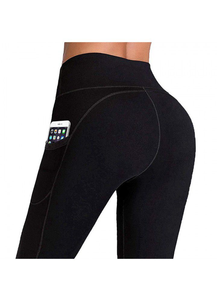 Foreign trade yoga pants, European and American running sports fitness pants, Amazon side mobile phone pocket sports underpants