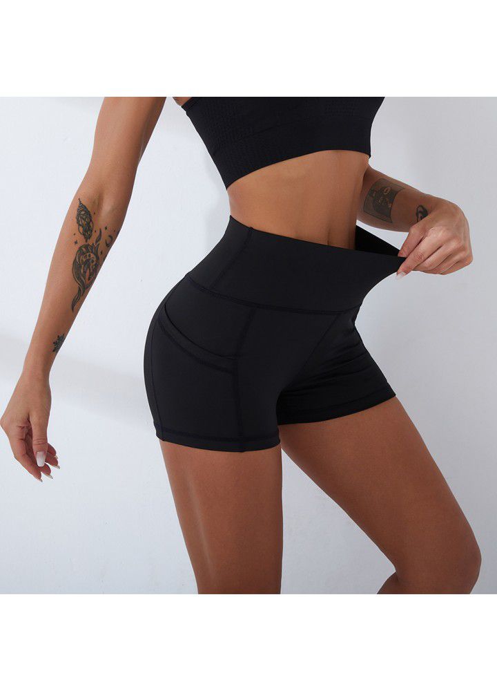 2021 new sports fitness pants European and American three-part pants elastic tight Yoga Pants cross border three-part shorts