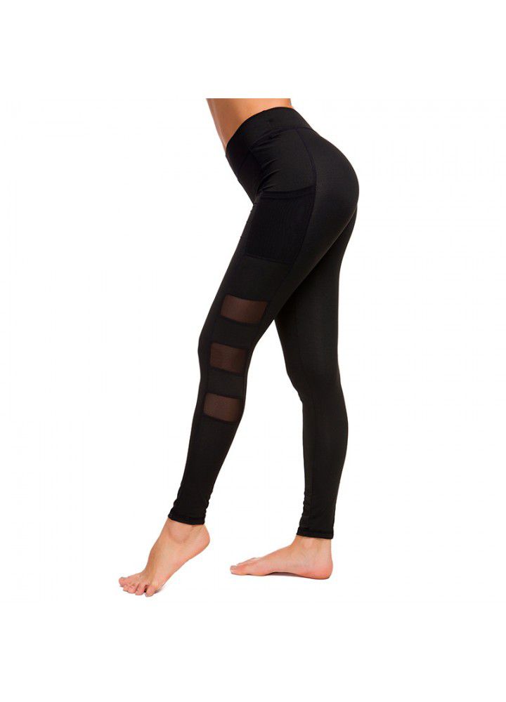European and American cross border mesh side pocket Yoga Pants women's 2021 foreign trade Leggings eBay running sports fitness pants