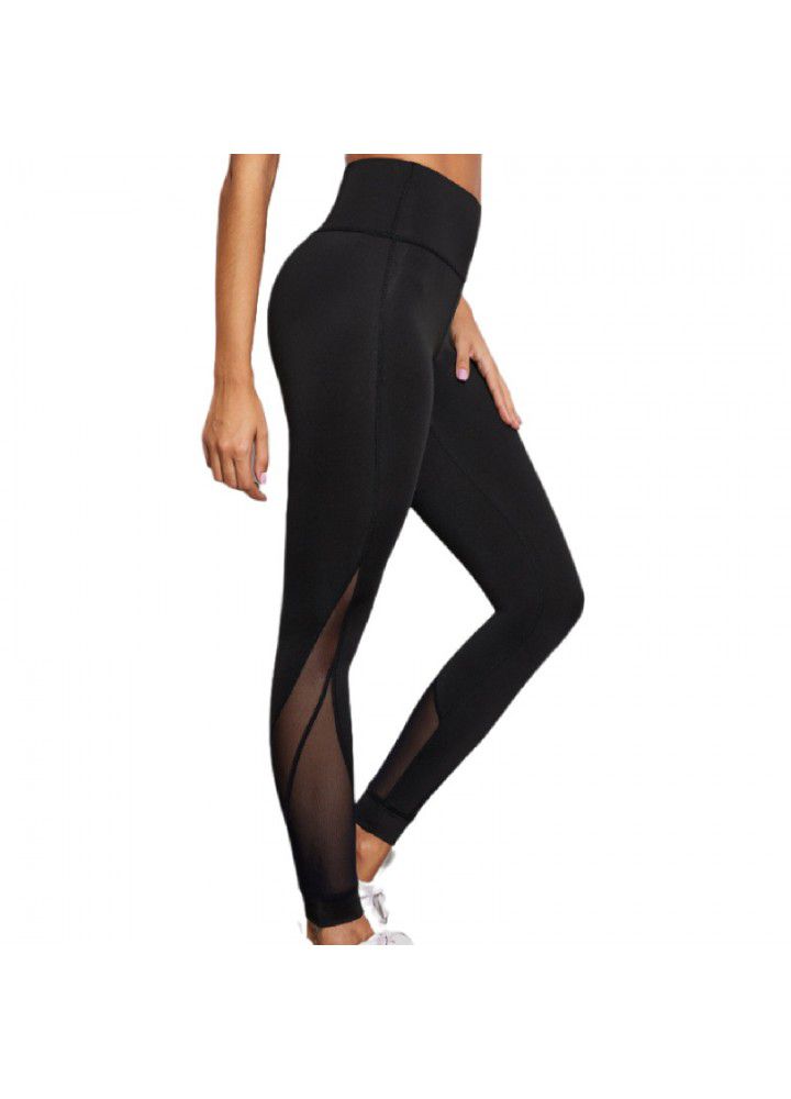 Manufacturer wholesales Capris, pure color European and American yoga pants, women's cross-border sports, high elastic bottoming, tight and thin fitness pants