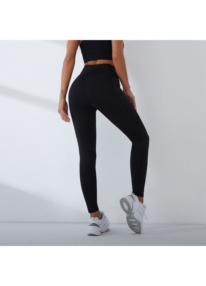 2021 cross border stretch Yoga Pants women's tights foreign trade high waist sports pants European and American fitness pants women