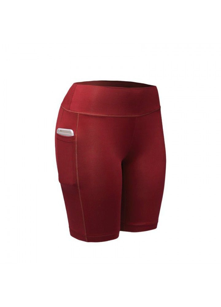 European and American cross border Capris Amazon sports shorts High Waist Stretch women's yoga pants pocket stitching Leggings