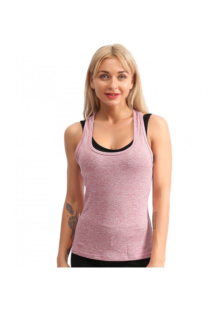 Cross border fast selling yoga clothes women's top, European and American sports vest, wearing foreign trade side pocket, running and fitness clothes women