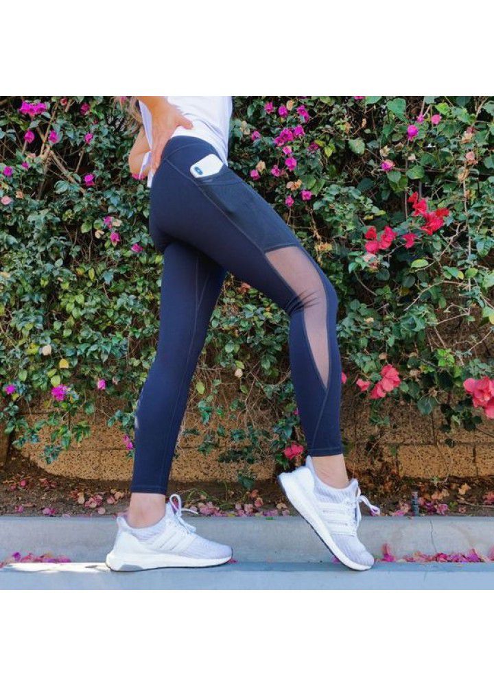 European and American Yoga Pants cross border pocket sports tights European and American High Waist Stretch Yoga Pants running fitness pants